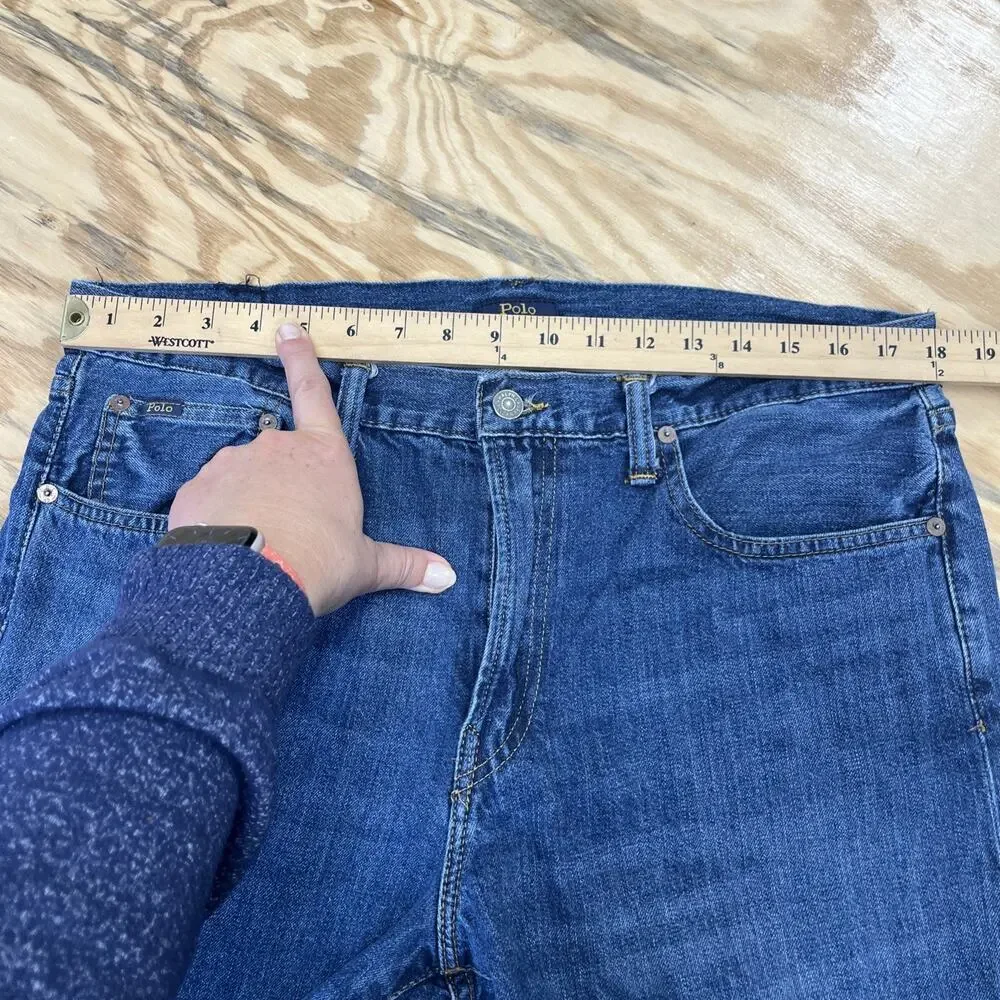 Polo Ralph Lauren Varick Slim Straight Jeans Mens 36x34 (36X33) Blue Preppy